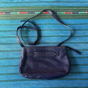 Longchamp small 3D leather crossbody clutch in midnight.